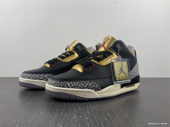 Rep WMNS Gold Jordan 3 Black Air CK9246-067 0805